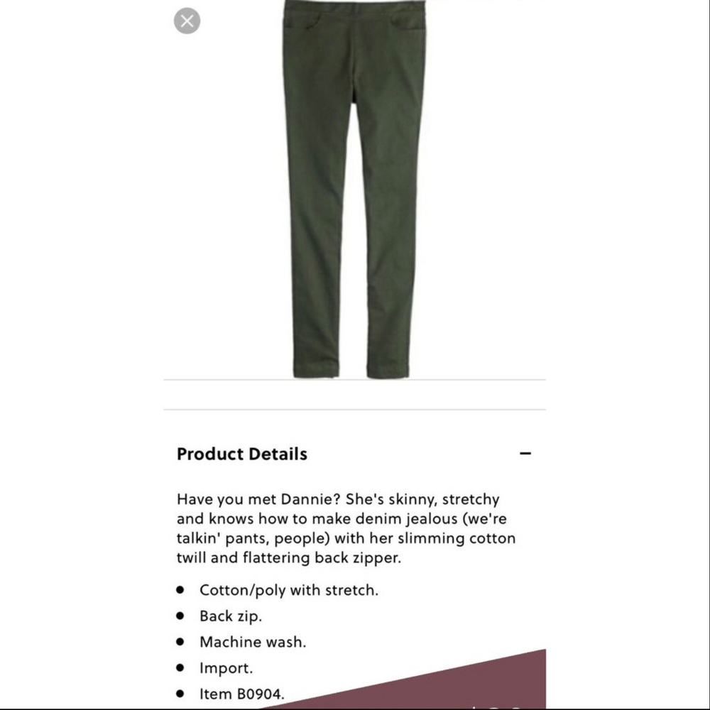 J. Crew Dannie Pants Loden Green size 12